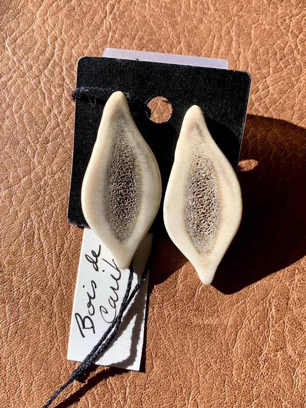 Cream Textured Organic Drop Earrings
